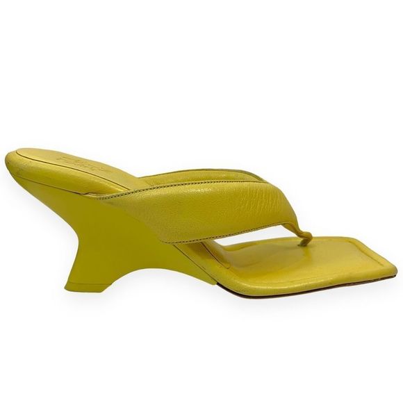 GIA BORGHINI Puffy Leather Square Toe Sandals Butter Yellow Womens Size 39 - Picture 5 of 11